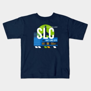 Salt Lake City (SLC) Airport // Retro Sunset Baggage Tag Kids T-Shirt